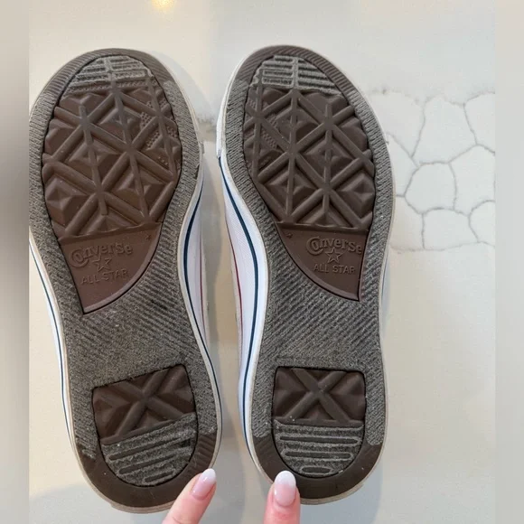 Converse White Canvas Sneakers with Red and Blue Trim - Picture 7 of 7